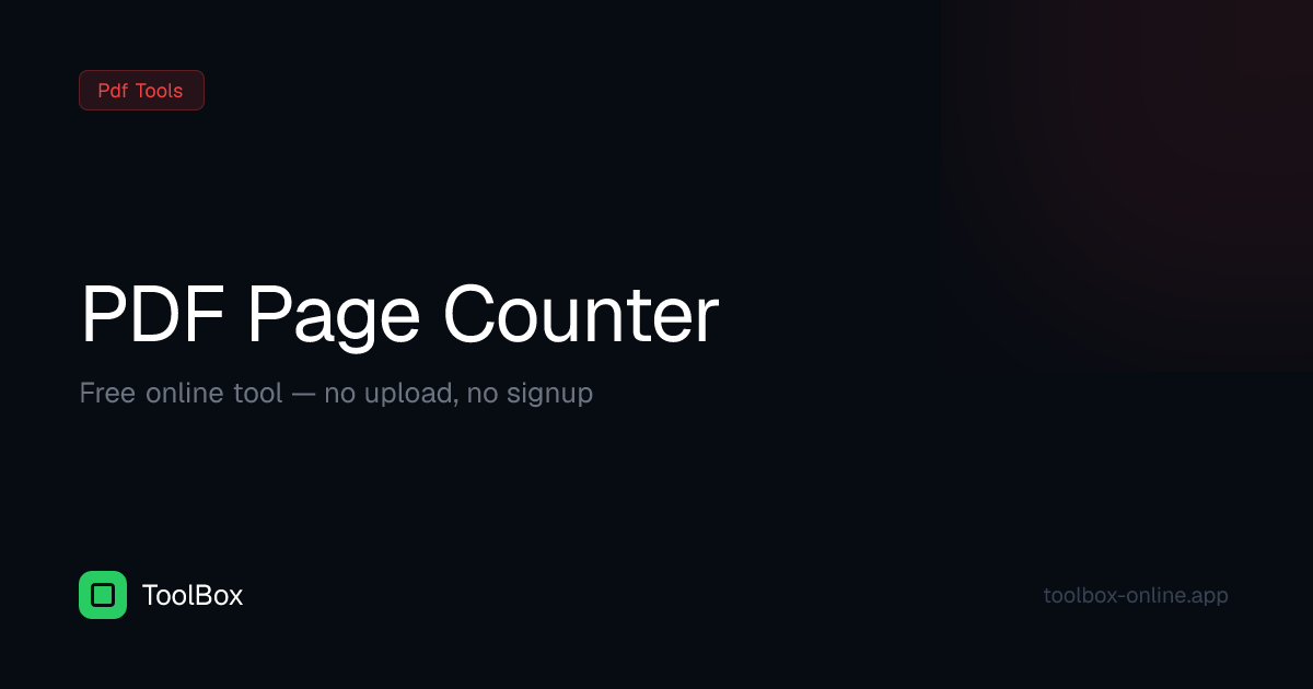 Free PDF Page Counter – Count PDF Pages Online | ToolBox
