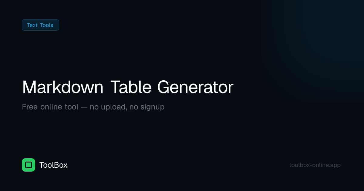 Markdown Table Generator – Create MD Tables Fast | ToolBox